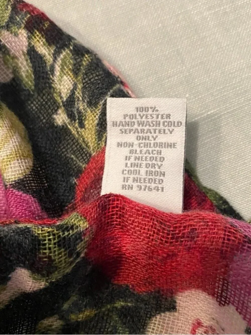 J. Jill black red purple floral print woven infinity scarf
